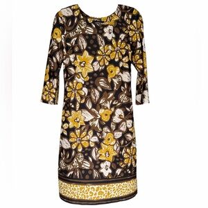 Chetta B Floral Dress in Yellow and Brown